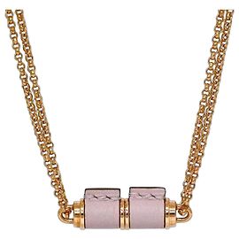Colar Hermès Charnière PM em ouro rosa e couro Rosa Dourado