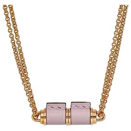Collier Hermès Charnière PM en or rose et cuir Rose Doré