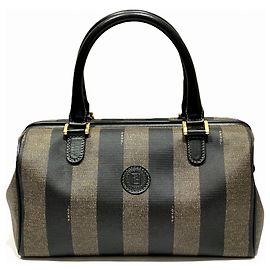 Bolsa Boston Pequin Fendi Preto Caqui