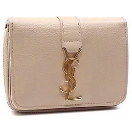 Saint Laurent Cassandra Bifold Geldbörse Beige