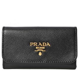Prada Black Saffiano Leather 6-Ring Key Case Black