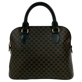 Céline CELINE Vintage Macadam Blason Logo Print Handbag Black