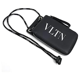 Valentino Garavani VLTN Bifold Wallet with Neck Strap Black