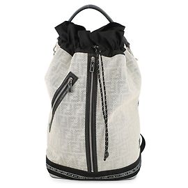 Sac à dos en nylon/mesh Fendi Noir Écru