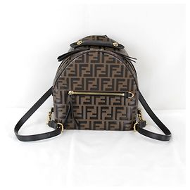 FENDI Zucca 8B2038 Backpack Brown Leather PVC Brown