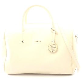 Bolsa tote de couro Furla ALISSA marfim Branco