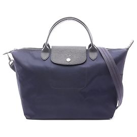 Bolsa de mão em nylon e couro Le Pliage Neo da Longchamp Azul