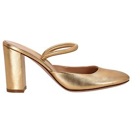 Gianvito Rossi Tivoli 85 Mules in Gold Leather Golden Metallic