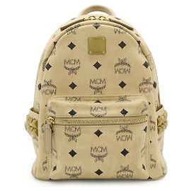 MCM Visetos Coated Canvas Backpack Brown Beige
