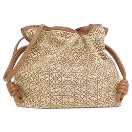 Clutch Flamenco Loewe Anagram em Jacquard de Couro Marrom