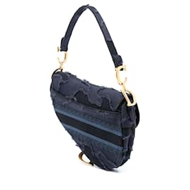 Dior-Dior Camouflage Embroidered Canvas Saddle Bag-Blue