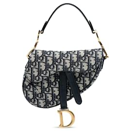 Dior-Dior Mini Oblique Canvas Saddle Bag-Blue