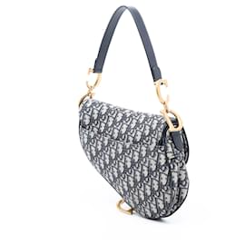 Dior-Dior Oblique Canvas Saddle Bag-Blue