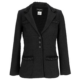 Chanel Tweed Single-Breasted Blazer with Pockets in Black Polyamide Black