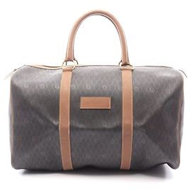 Dior Honeycomb Boston Bag PVC Coated Canvas Leather Brown