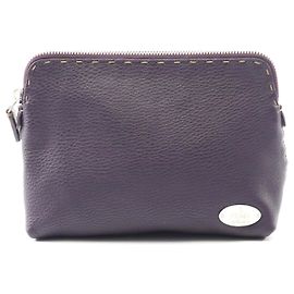 Clutch Pouch Selleria de Couro Fendi Roxo