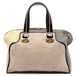 Bolsa Chameleon em lona colorida Fendi Marrom