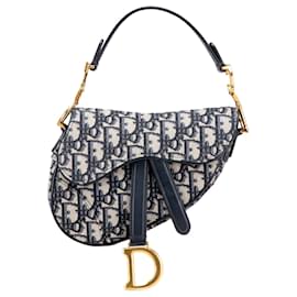 Dior-Dior Mini Oblique Canvas Saddle Bag-Blue