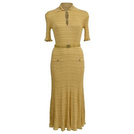 Vestido Longo Chanel 2022 em Viscose Amarela Amarelo