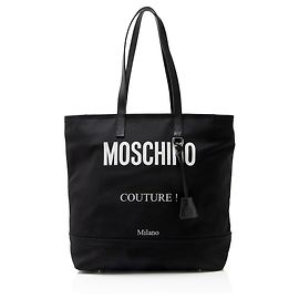 Moschino Canvas Logo Tasche Schwarz
