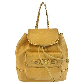Versace Vintage Leather Sunburst Backpack Yellow