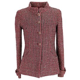 Chanel Tweed Jacket in Burgundy Wool Dark red