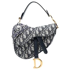 Dior-Dior Mini Oblique Canvas Saddle Bag-Blue
