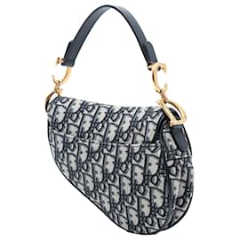 Dior-Dior Mini Oblique Canvas Saddle Bag-Blue