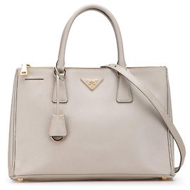Borsa Prada Medium Saffiano Lux Galleria con doppia zip Grigio