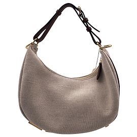 Bolsas Hobos de Tecido Fendigraphy Marrom Bege