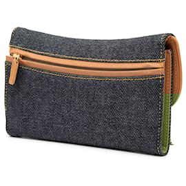 Dior-Dior Denim Saddle Trifold Continental Wallet-Blue