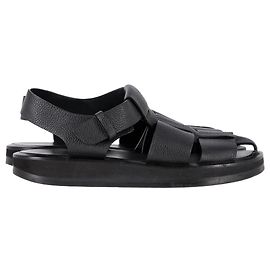 The Row Fisherman Sandals in Black Leather Black
