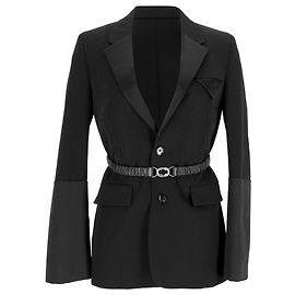 Bottega Veneta Satin-Trim Belted Single-breasted Blazer In Black Wool Black