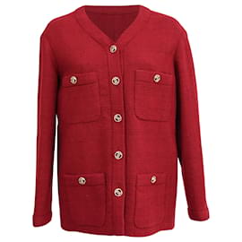 Chanel Buttoned Jacket in Red Wool Red