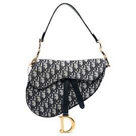 Dior-Dior Oblique Canvas Saddle Bag-Blue