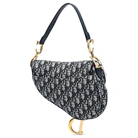 Dior-Dior Oblique Canvas Saddle Bag-Blue