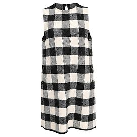 Robe Mini Gingham Dior en Laine Blanche Blanc