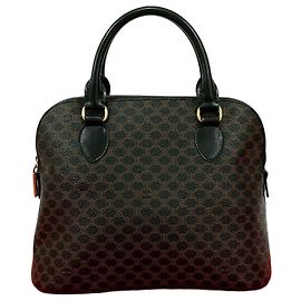 Céline Bolsa de couro Celine Macadam Blazon Preto