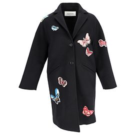 Valentino Garavani Casaco de Lã Preto com Apliqué de Borboleta Valentino Preto
