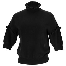 Chloé Rüschensweater mit halben Ärmeln aus schwarzer Kaschmir Schwarz