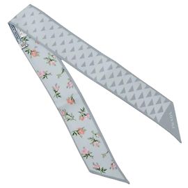 Lenço Twilly de seda com estampa floral e geométrica Prada Azul