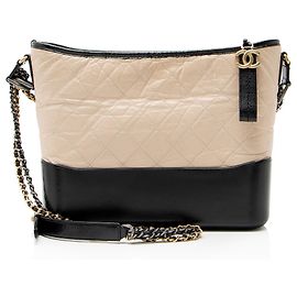 Chanel Gabrielle Medium Hobo em couro de bezerro envelhecido Marrom Bege