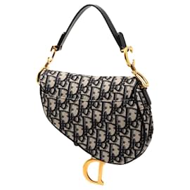 Dior-Dior Mini Oblique Canvas Saddle Bag-Blue