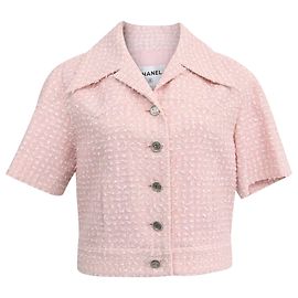 Giacca a maniche corte Chanel in tweed rosa Marrone Rosa