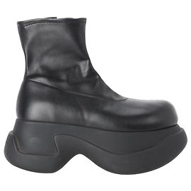 Marni Platform Ankle Boots in Black Leather Black