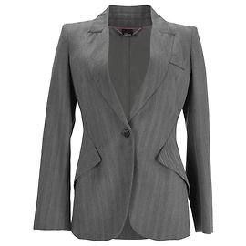 Alexander Mcqueen Herringbone Single-Breasted Blazer in Grey Wool Grey
