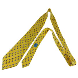 Hermès Ship Pattern Silk Tie 9cm Yellow