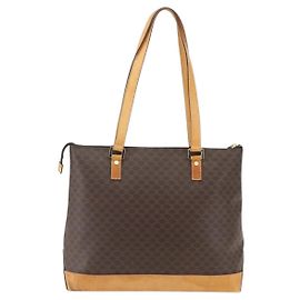 Céline Celine Vintage Macadam Tote bag Canvas and Leather Brown