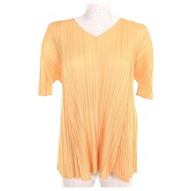Issey Miyake Polyester T-Shirt PLEATS PLEASE PP21-JK281 Orange