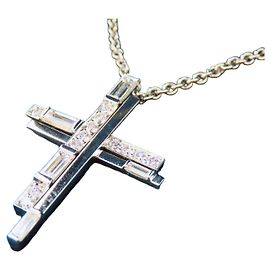 Colar de diamante Traffic Cross Pt950 da HARRY WINSTON Prata
